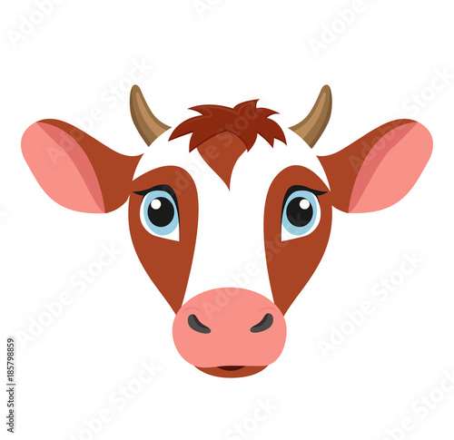 Kuh Kopf Kalb Flat Design Icon Stock Vektorgrafik Adobe Stock