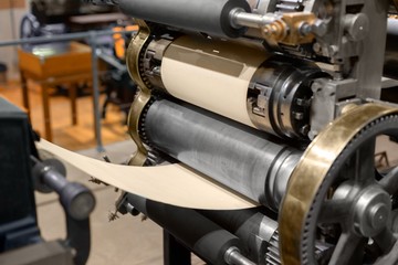 Old Press printing machine closeup