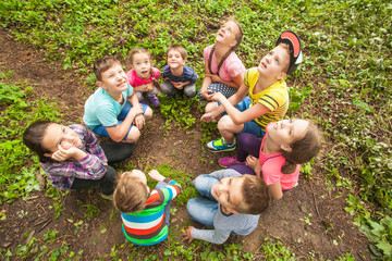 Wall Mural - Children having fun outdoor