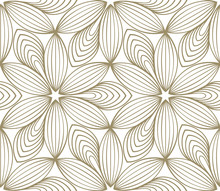Minimalistic Repeating Linear Flower Pattern On White Background