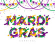 Carnival Mardi Gras greeting card with typography design