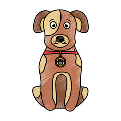 Poster - cartoon dog with collar sitting pet animal vector illustration