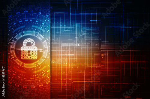 фотография 2d illustration Safety concept: Closed Padlock on digital background