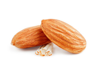 Wall Mural - Almonds isolated on white background.