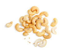 Cashew Nuts Heap Isolated On White Background.
