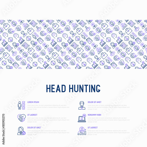 Head Hunting Concept With Thin Line Icons Employee Hr Manager
