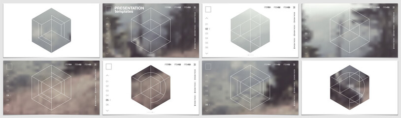 Wall Mural - presentation template in hd format, cover design with geometric shapes and masks in modern minimalis