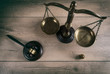  law theme, mallet of the judge, justice scale, wooden desk