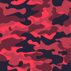 Wall Mural - Seamless fashion elite tan red camo pattern vector.Classic clothing style masking camo repeat print. Red, white, brown black colors forest texture. Design element. Vector illustration