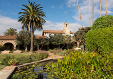 Garden And Fountain In San Juan Capistrano Mission