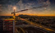 © poco_bw - Aerial of crane sunset