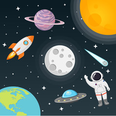 Wall Mural - Weltall Flat Design
