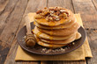 pancake with syrup and nuts
