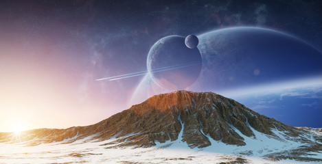 Leinwandbilder - Exoplanets in space 3D rendering elements of this image furnished by NASA