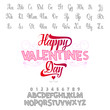 © zao4nik - Happy Valentines Day- font. Vector alphabet. Hand Lettering script font. Typography abc for Designs: Logos, Packaging Design, Poster. ABC...