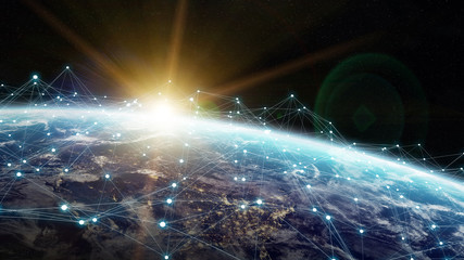 Aufkleber - Data exchange and global network over the world 3D rendering