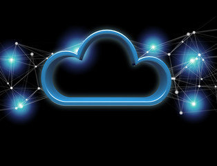 Blue cloud displayed on a futuristic interface - 3d rendering