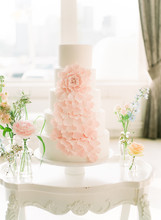 White And Blush Wedding Cake