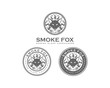 Line Art Circle Animal Head Fox with Smoke Vape Illustration Symbol Set Logo Vector