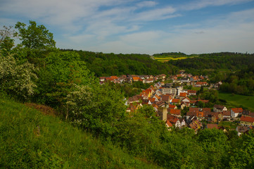 MOENSHEIM, PFORZHEIM, GERMANY - April 29. 2015: Monsheim is a town in the district of Enz in Baden-Wuerttemberg in southern BRD.