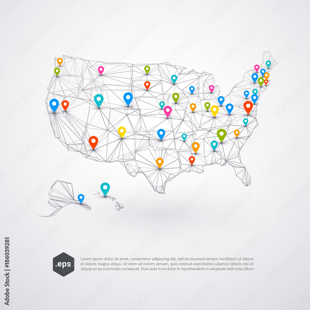 USA map abstract connection background Stock Vector | Adobe Stock