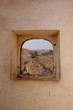 Window view on landscape at Tiger fort in Jaipur India