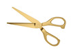 Gold scissors on white background.3D illustration.