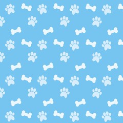 Wallpaper of bones and paws, vector illustration