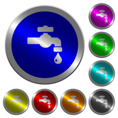 Poster - Water faucet with water drop luminous coin-like round color buttons