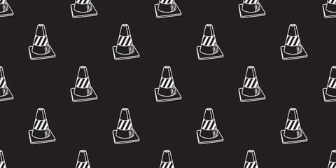 Traffic cones icon vector seamless pattern isolated wallpaper background illustration black