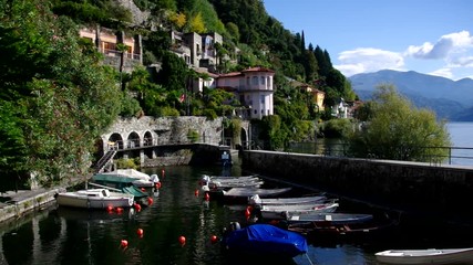 Poster - Cannero Riviera alter Hafen am Lago Maggiore in Norditalien