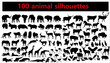 Collection of animal silhouettes on white background