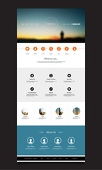 Wall Mural - one page website template with blurred background
