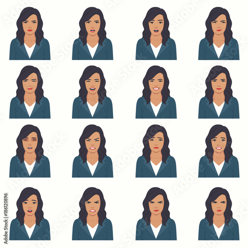 Fotografía vector illustration of a face expressions, set of a different face expression,