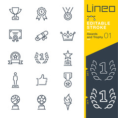 lineo editable stroke - awards and trophy line icons