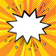 White comic bubble on orange background. Comic sound effects in pop art style. Vector illustration.