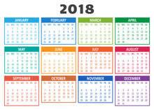 Calendar 2018. Vector Illustration