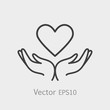 Heart in hands symbol line icon. Logo template for charity and donation, voluntary and non profit organization.