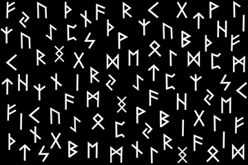 Elder futhark runes - black and white - vector pattern