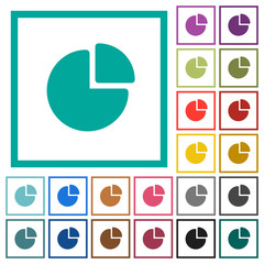 Poster - Pie chart flat color icons with quadrant frames