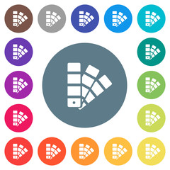 Sticker - Color swatch flat white icons on round color backgrounds