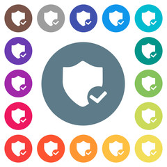 Sticker - Protection ok flat white icons on round color backgrounds