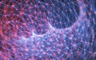 Wall Mural - 3d illustration of an abstract image of lines and dots representing connection technology.
