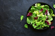 Mix salad leaves.Top view with copy space.
