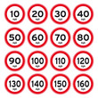 Speed limit traffic road miles per hour mph sign set