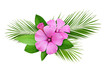 Palm leaves and pink wild flowers arrangement