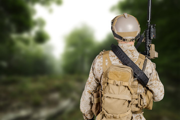 Wall Mural - Modern soldier with rifle