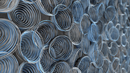 Abstract background from white, black and blue spiraled coils