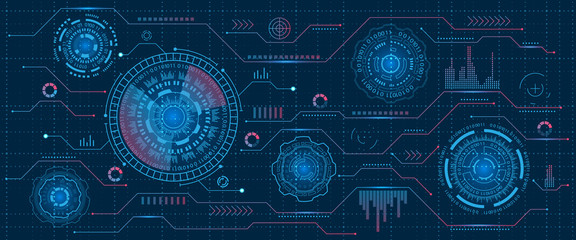 Futuristic Interface Hud Design, Infographic Elements,Tech and Science, Analysis Theme, Template UI for App and Virtual Reality