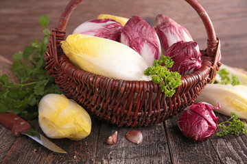 basket with raw chicory